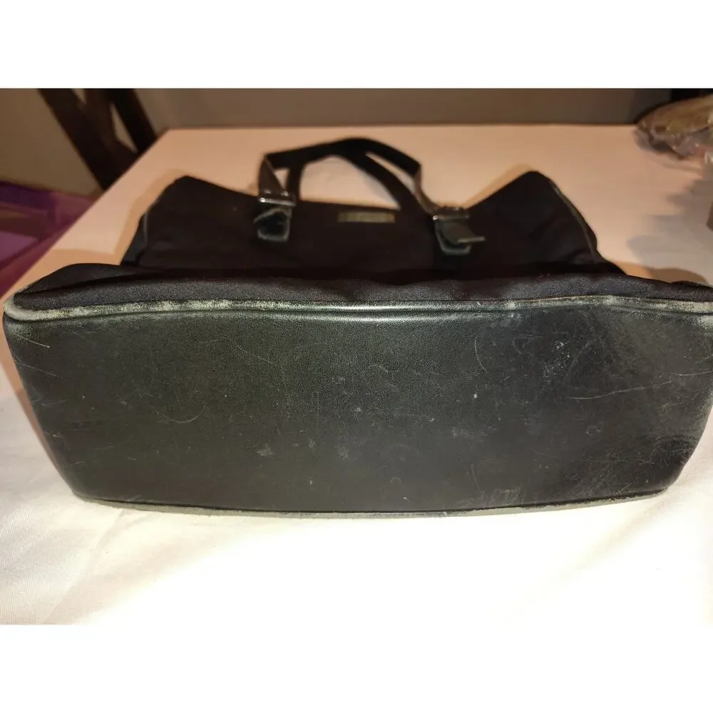 Vintage Coach Neo Fabric Leather Trim Shoulder Bag Purse Black